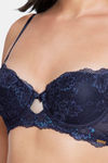 Amante Padded Wired Demi Coverage Lace Bra - Evening Blue — thumbnail 4